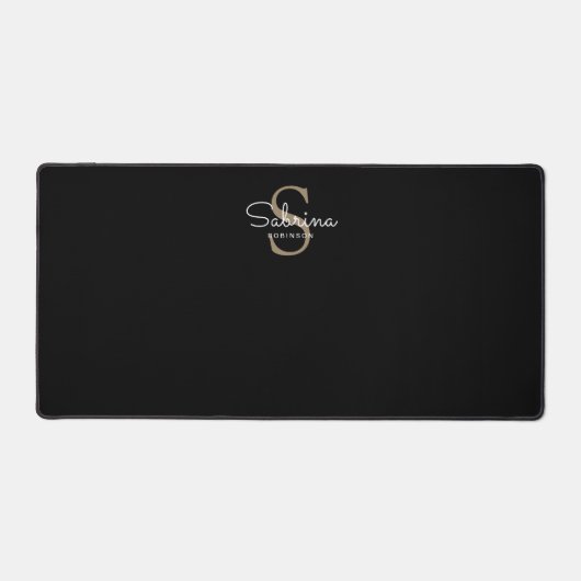 Einfache Personalisierte Schrift Schwarz Schreibtischunterlage (Vorderseite)