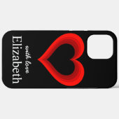 Einfache Personalisierte Schwarz-Herz-Case-Mate Case-Mate iPhone Hülle (Rückseite (Horizontal))