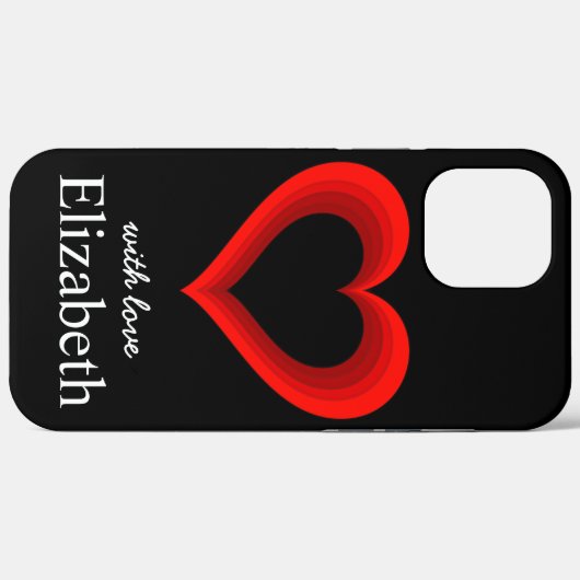 Einfache Personalisierte Schwarz-Herz-Case-Mate Case-Mate iPhone Hülle (Rückseite (Horizontal))