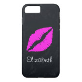 Einfache Personalisierte Schwarz-Rosa Lippen Case-Mate iPhone Hülle (Rückseite)