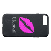 Einfache Personalisierte Schwarz-Rosa Lippen Case-Mate iPhone Hülle (Rückseite (Horizontal))