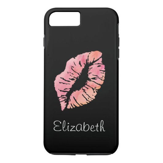 Einfache Personalisierte Schwarz-Rosa Lippen Case-Mate iPhone Hülle (Rückseite)