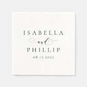 Einfache personalisierte Schwarz-weiße Hochzeit Serviette (Vorderseite)