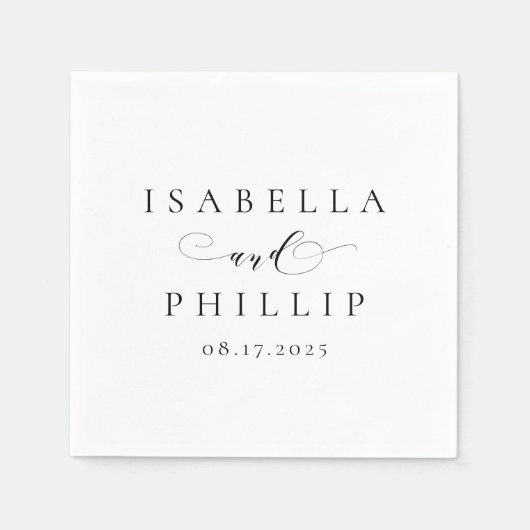 Einfache personalisierte Schwarz-weiße Hochzeit Serviette (Vorderseite)