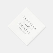 Einfache personalisierte Schwarz-weiße Hochzeit Serviette (Ecke)