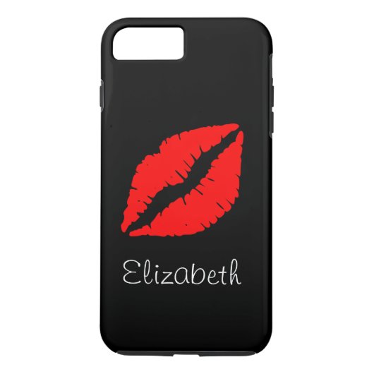 Einfache Personalisierte Schwarze Lippen Case-Mate iPhone Hülle (Rückseite)