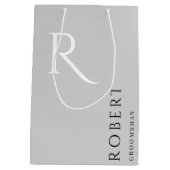 Einfache Personalisierte Trauzeugen mit hellgrauem Mittlere Geschenktüte (Rückseite)