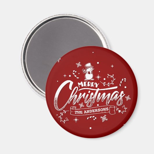 Einfache Personalisierte Weihnachten | Magnet (Vorderseite/Rückseite)