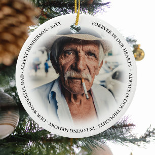 Einfache Personalisierte Weihnachtsfeier zum Foto Keramik Ornament