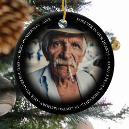 Einfache Personalisierte Weihnachtsfeier zum Foto Keramik Ornament