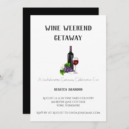 Einfache Personalisierte Wine Weekend Einladung (Vorne/Hinten)