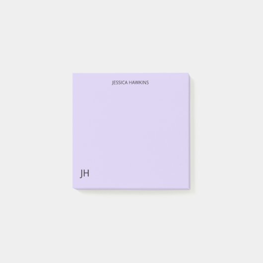 Einfache persönliche Stationierung Monogram Light  Post-it Klebezettel (Vorderseite)