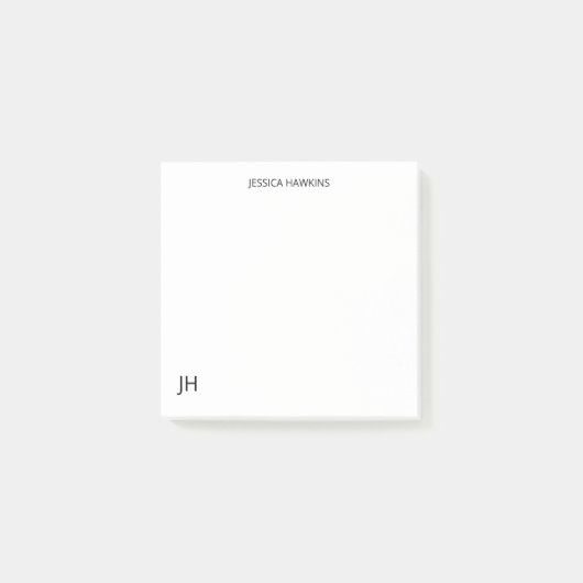 Einfache persönliche Stationierung Monogram White Post-it Klebezettel (Vorderseite)