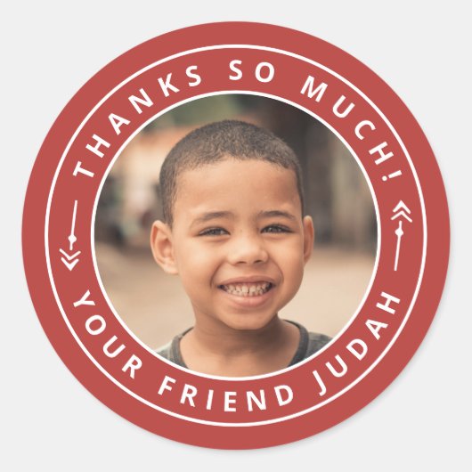 Einfache Pfeile Circle Foto Vielen Dank, dass Sie Runder Aufkleber (Vorderseite)