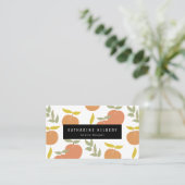 Einfache Pfirsich- & Leaf-Muster Pink-Visitenkarte Visitenkarte (Stehend Vorderseite)