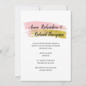 Einfache Pfirsich und Goldrausch Stroke Wedding Ei Einladung (Vorderseite)