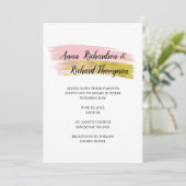 Einfache Pfirsich und Goldrausch Stroke Wedding Ei Einladung (Stehend Vorderseite)