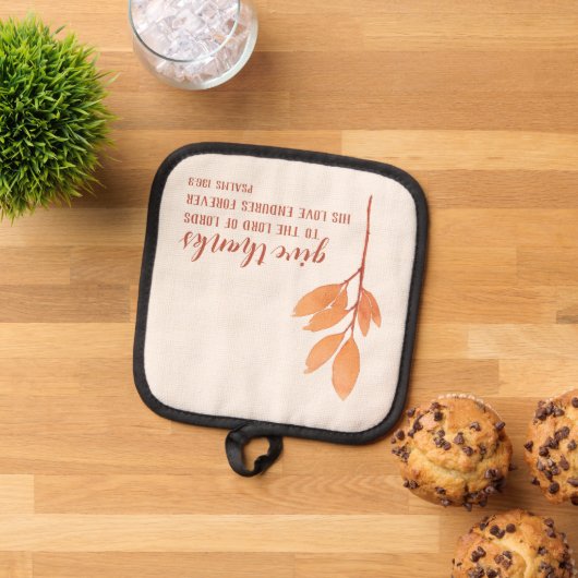 Einfache Pfirsichfarbe Dank Erntedank Topflappen (Oben Unten)