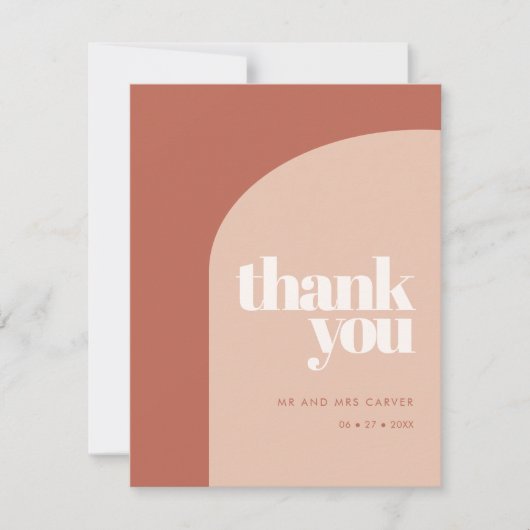 Einfache pfirsichfarbene Terrakotta-Bogen Danke Ka (Vorderseite)