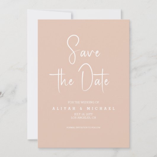 Einfache Pfirsichhochzeit | QR-Code Save the Date Einladung (Vorderseite)