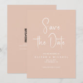 Einfache Pfirsichhochzeit | QR-Code Save the Date Einladung (Vorne/Hinten)