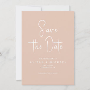 Einfache Pfirsichhochzeit QR-Code Save the Date Einladung