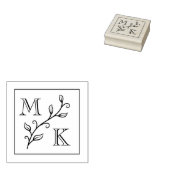 Einfache Pflanze Monogram Initials Wedding Couple Gummistempel (Stempel)