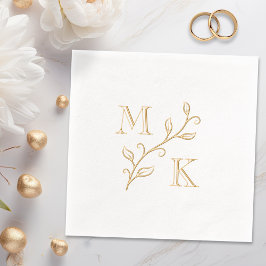 Einfache Pflanze Monogram Initials Wedding Couple  Servietten Mit Folie