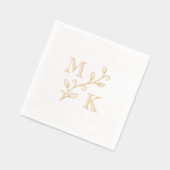 Einfache Pflanze Monogram Initials Wedding Couple Servietten Mit Folie (Links)
