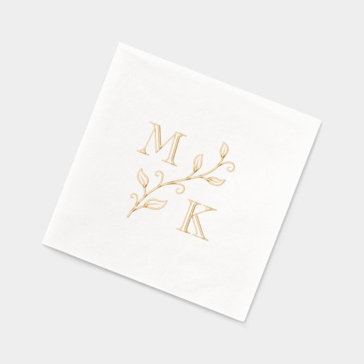 Einfache Pflanze Monogram Initials Wedding Couple  Servietten Mit Folie (Links)