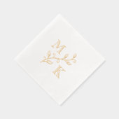 Einfache Pflanze Monogram Initials Wedding Couple Servietten Mit Folie (Rechts)