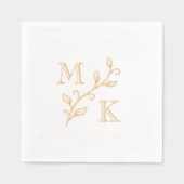 Einfache Pflanze Monogram Initials Wedding Couple Servietten Mit Folie (Vorderseite)