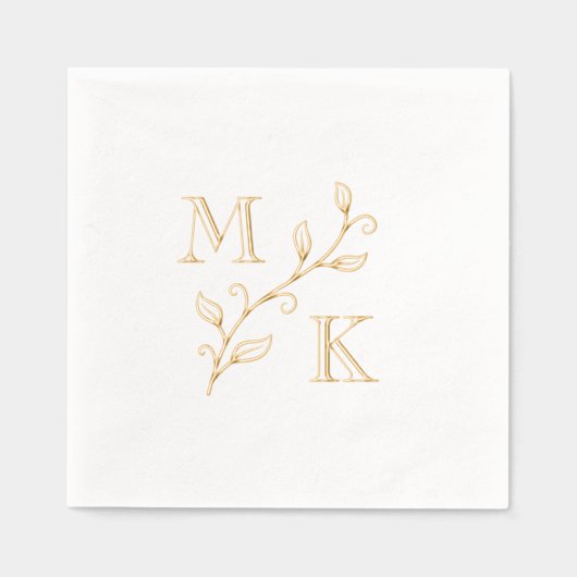 Einfache Pflanze Monogram Initials Wedding Couple Servietten Mit Folie (Vorderseite)
