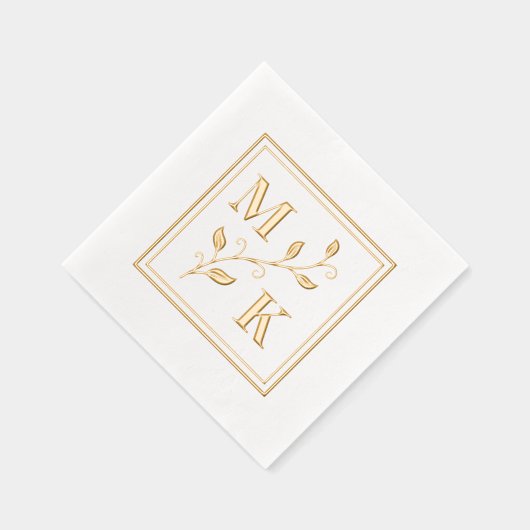 Einfache Pflanze Monogram Initials Wedding Couple Servietten Mit Folie (Rechts)
