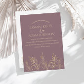 Einfache Pflaume Lila und Gold Blätter Hochzeit Einladung