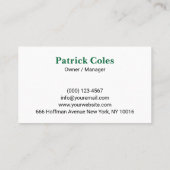 Einfache Pflege grüner Rasenflächen und Landschaft Visitenkarte (Rückseite)