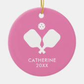 Einfache Pickleball Paddle Pink Personalisiert Keramik Ornament (Vorne)