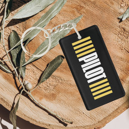 Einfache Pilot-Typografie-Streifen und Foto Schlüsselanhänger