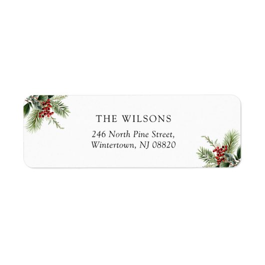Einfache Pine Blätter Weihnachts-Rücksendeadresse (Vorne)