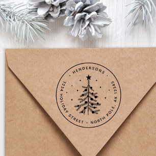 Einfache Pine Christmas Tree Rücksendeadresse Gummistempel