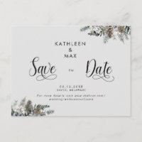 Einfache Pine Cones Wedding Save the Date