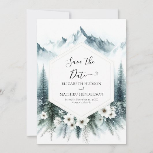 Einfache Pine Mountain Hochzeit Save The Date (Vorderseite)