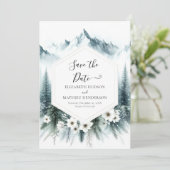 Einfache Pine Mountain Hochzeit Save The Date (Stehend Vorderseite)