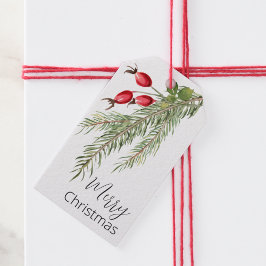 Einfache Pine Sprig mit Berries Urlaub Geschenkanhänger