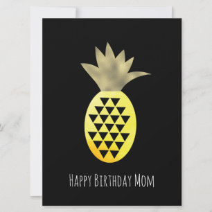 Einfache Pineapple Happy Birthday Faux-Goldkarte