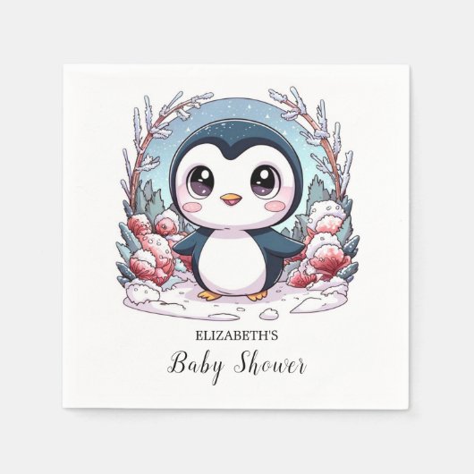 Einfache Pinguin-Babydusche Serviette (Vorderseite)