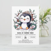 Einfache Pinguine zum Geburtstag Einladung (Stehend Vorderseite)
