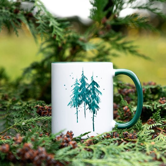 Einfache Pinienbäume Bleibe Natur Tasse