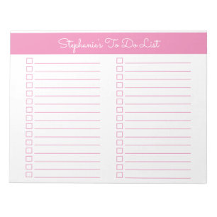 Einfache Pink 8,5x11 Zwei-Spalten-Checkliste Notizblock