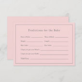 Einfache Pink Baby Shower Girl Baby Predictions Ca (Vorne/Hinten)